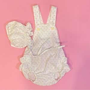 Adorable White Baby Romper with Hat